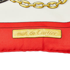 カルティエ ベルト チェーン ロゴ スカーフ レッド マルチカラー シルク レディース CARTIER 【中古】