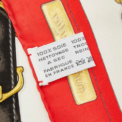 カルティエ ベルト チェーン ロゴ スカーフ レッド マルチカラー シルク レディース CARTIER 【中古】