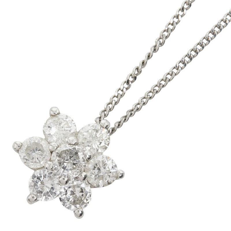 Pt850 プラチナ ダイヤモンド ダイヤ0.50ct スノーモチーフ 雪 結晶 星 ペンダント ネックレス レディース 【中古】