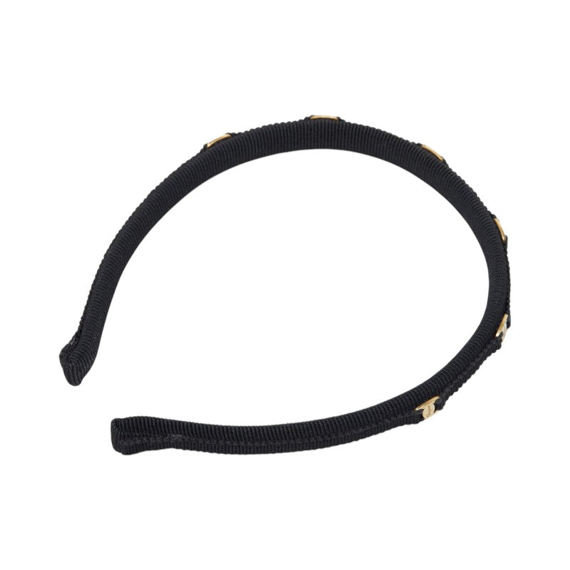 サルヴァトーレフェラガモ ヴァラ カチューシャ ヘアアクセサリー ブラック ゴールド キャンバス レディース Salvatore Ferragamo 【中古】