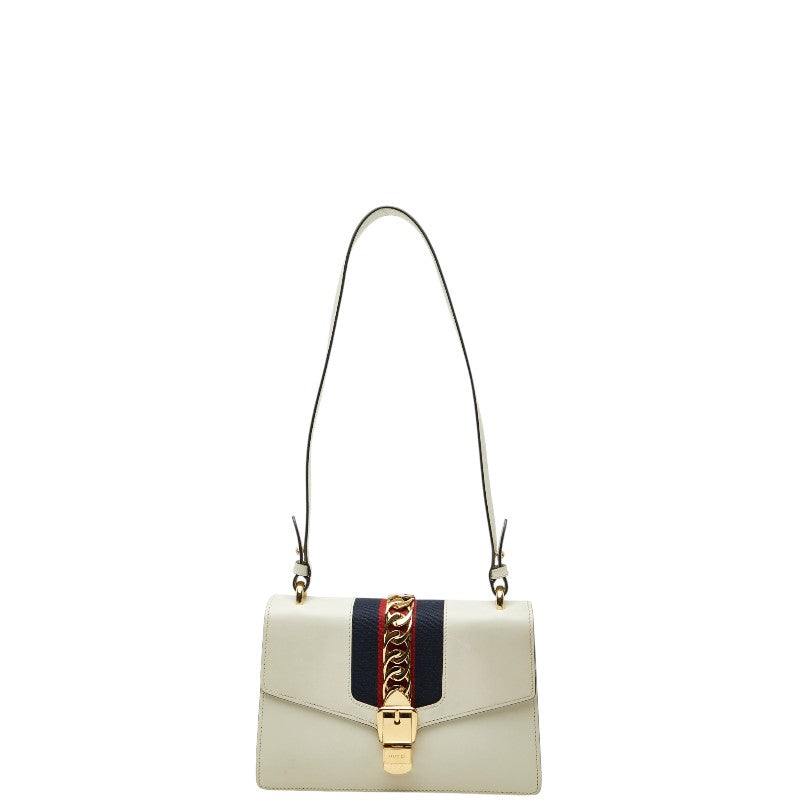 グッチ シェリーライン シルヴィ ショルダーバッグ 421882 ホワイト レザー レディース GUCCI 【中古】