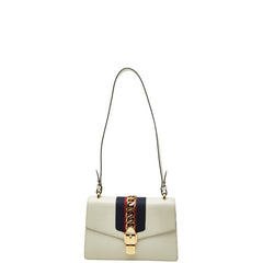 グッチ シェリーライン シルヴィ ショルダーバッグ 421882 ホワイト レザー レディース GUCCI 【中古】