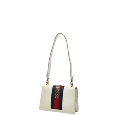 グッチ シェリーライン シルヴィ ショルダーバッグ 421882 ホワイト レザー レディース GUCCI 【中古】