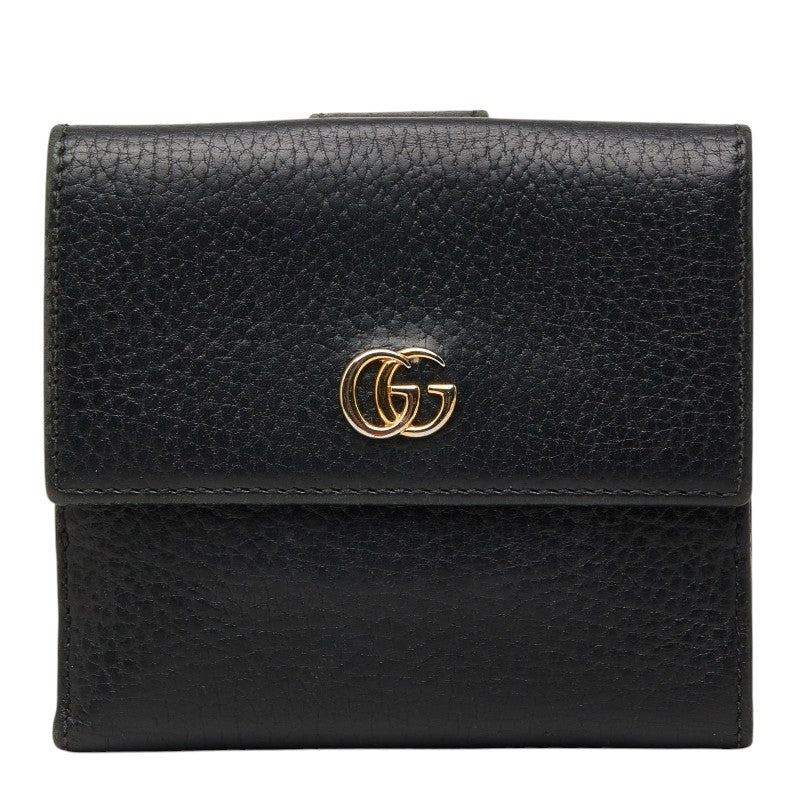 グッチ GGマーモント コンパクトウォレット 二つ折り財布 456122 ブラック レザー レディース GUCCI 【中古】
