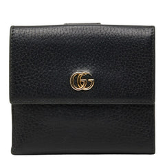 グッチ GGマーモント コンパクトウォレット 二つ折り財布 456122 ブラック レザー レディース GUCCI 【中古】