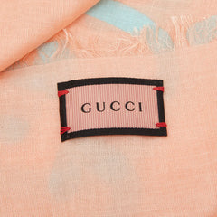 グッチ GGゴースト GGモチーフ スカーフ 478723 ピンク ブルー シルク モダール レディース GUCCI 【中古】