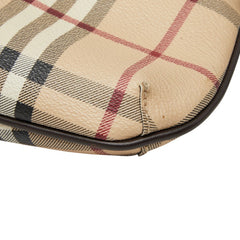 バーバリー ノバチェック シャドーホース チェーン ポーチ ハンドバッグ ベージュ ブラウン PVC レザー レディース BURBERRY 【中古】