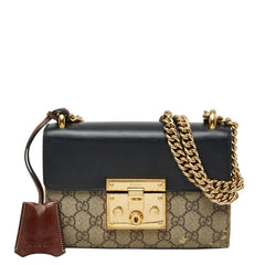 グッチ GGスプリーム ハンドバック チェーン ショルダーバッグ 2WAY 409487 ブラック ブラウン レザー レディース GUCCI 【中古】