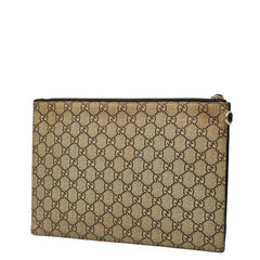 グッチ GGスプリーム ビー プリント クラッチバッグ セカンドバッグ 473904 ベージュ ブラック PVC レザー レディース GUCCI 【中古】