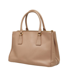 プラダ ガレリア 三角ロゴプレート ハンドバッグ ショルダーバッグ 2WAY ベージュ サフィアーノレザー レディース PRADA 【中古】