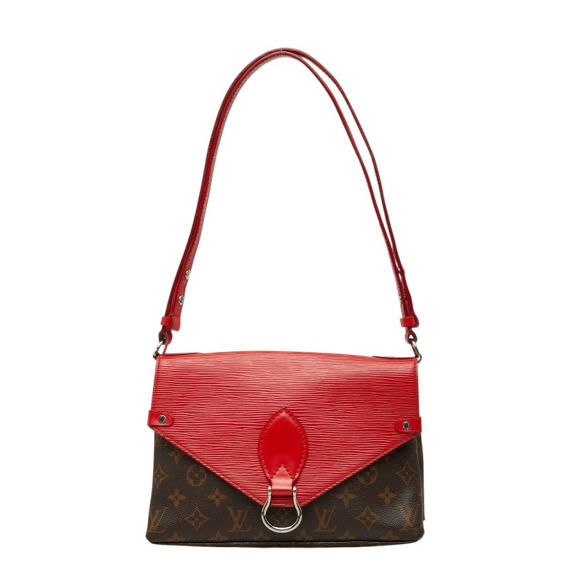 ルイ ヴィトン モノグラム サン ミシェル ショルダーバッグ M44031 コクリコ レッド ブラウン PVC レザー レディース LOUIS VUITTON 【中古】