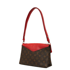 ルイ ヴィトン モノグラム サン ミシェル ショルダーバッグ M44031 コクリコ レッド ブラウン PVC レザー レディース LOUIS VUITTON 【中古】