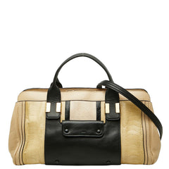 クロエ アリス ハンドバッグ ショルダーバッグ 2WAY パイソン型押し ベージュ ブラック レザー レディース Chloe 【中古】