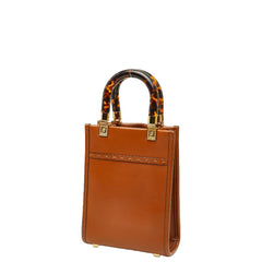 フェンディ ミニ サンシャイン ショッパー ハンドバッグ ショルダーバッグ 2WAY 8BS051 ブラウン レザー レディース FENDI 【中古】