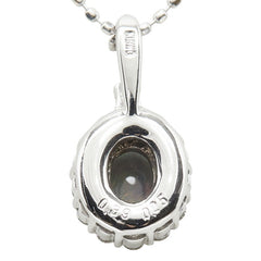 K18WG ホワイトゴールド ブラックオパール ブラックオパール0.39ct ダイヤ0.25ct ペンダント ネックレス レディース 【中古】