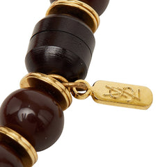 サンローラン スフィアビーズ ネックレス レッド系 ピンク プラスチック メッキ レディース SAINT LAURENT 【中古】