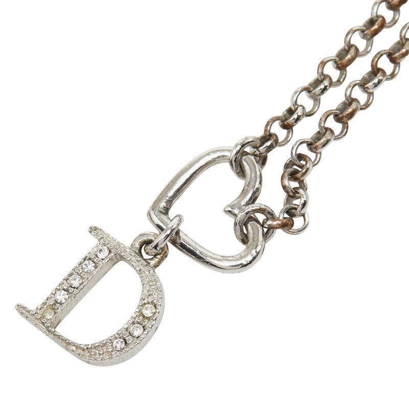 ディオール チェーン ペンダント ネックレス シルバー メタル ラインストーン レディース Dior 中古