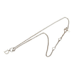 ディオール チェーン ペンダント ネックレス シルバー メタル ラインストーン レディース Dior 中古