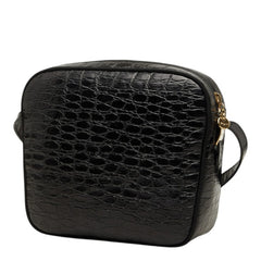 サルヴァトーレフェラガモ ヴァラ クロコ型押し 斜め掛け ショルダーバッグ ブラック レザー レディース Salvatore Ferragamo 【中古】