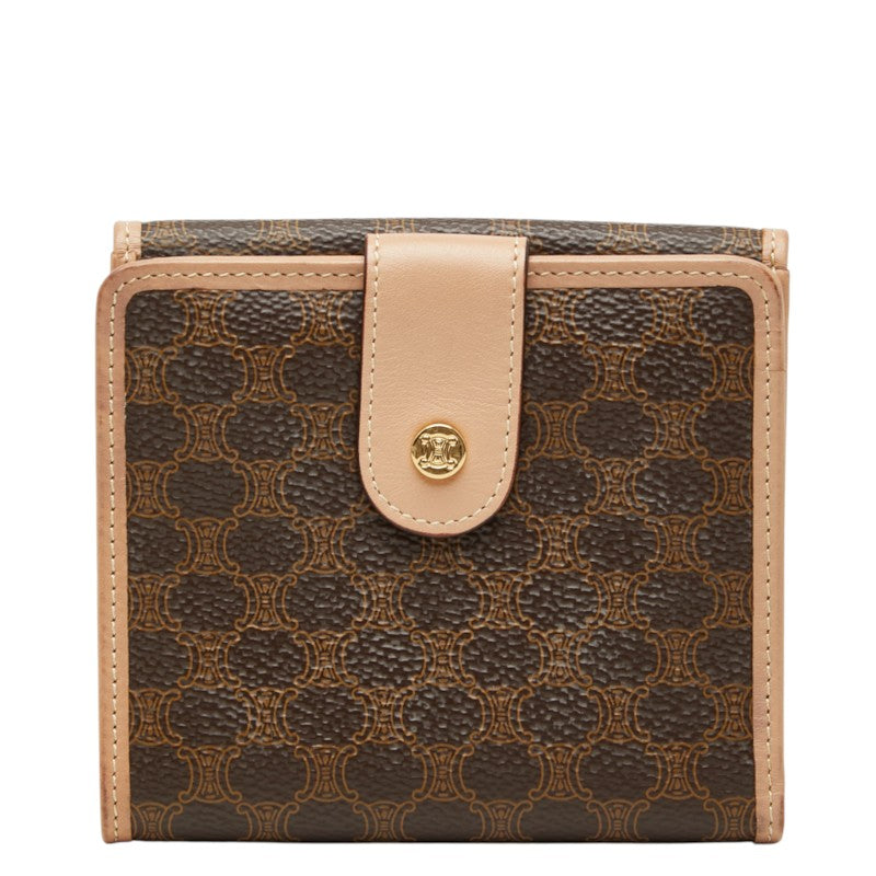 セリーヌ マカダム 二つ折り財布 ブラウン PVC レザー レディース CELINE 【中古】