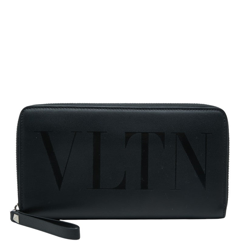 ヴァレンティノ ラウンドファスナー 長財布 ブラック レザー レディース VALENTINO 【中古】