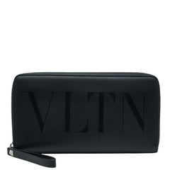 ヴァレンティノ ラウンドファスナー 長財布 ブラック レザー レディース VALENTINO 【中古】