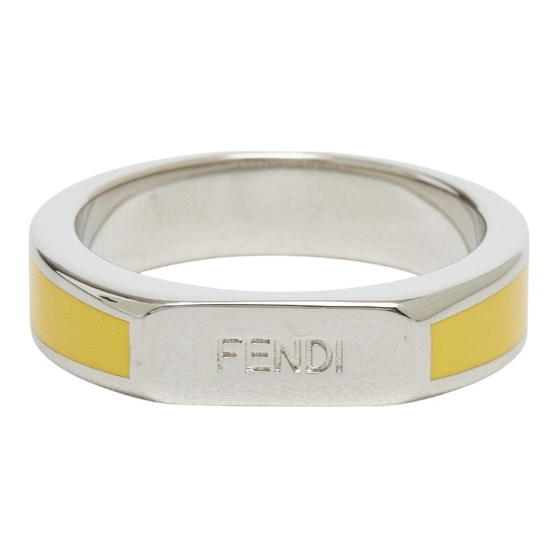 フェンディ ロゴ リング 指輪 #M シルバー イエロー メタル メンズ FENDI 【中古】