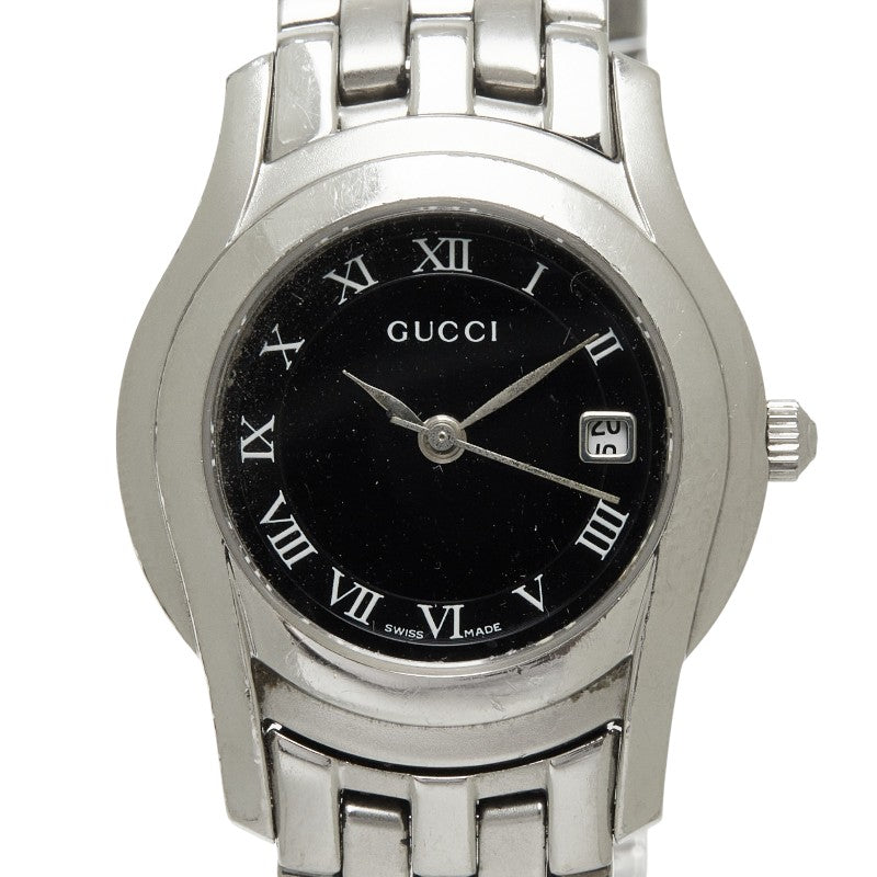 グッチ 腕時計 5500L クオーツ ブラック文字盤 ステンレススチール レディース GUCCI 【中古】