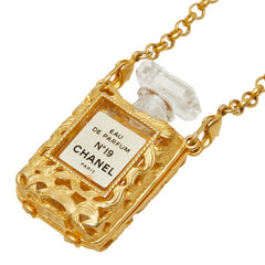 シャネル N°19 オードゥ パルファム パフュームボトル チェーン ペンダント ネックレス ゴールド メッキ レディース CHANEL 【中古】