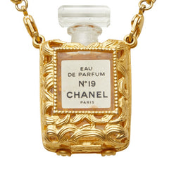 シャネル N°19 オードゥ パルファム パフュームボトル チェーン ペンダント ネックレス ゴールド メッキ レディース CHANEL 【中古】