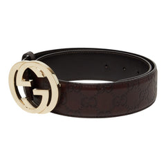 グッチ グッチシマ インターロッキングG ベルト サイズ:85/34 114876 ブラウン レザー レディース GUCCI 【中古】