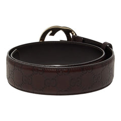 グッチ グッチシマ インターロッキングG ベルト サイズ:85/34 114876 ブラウン レザー レディース GUCCI 【中古】