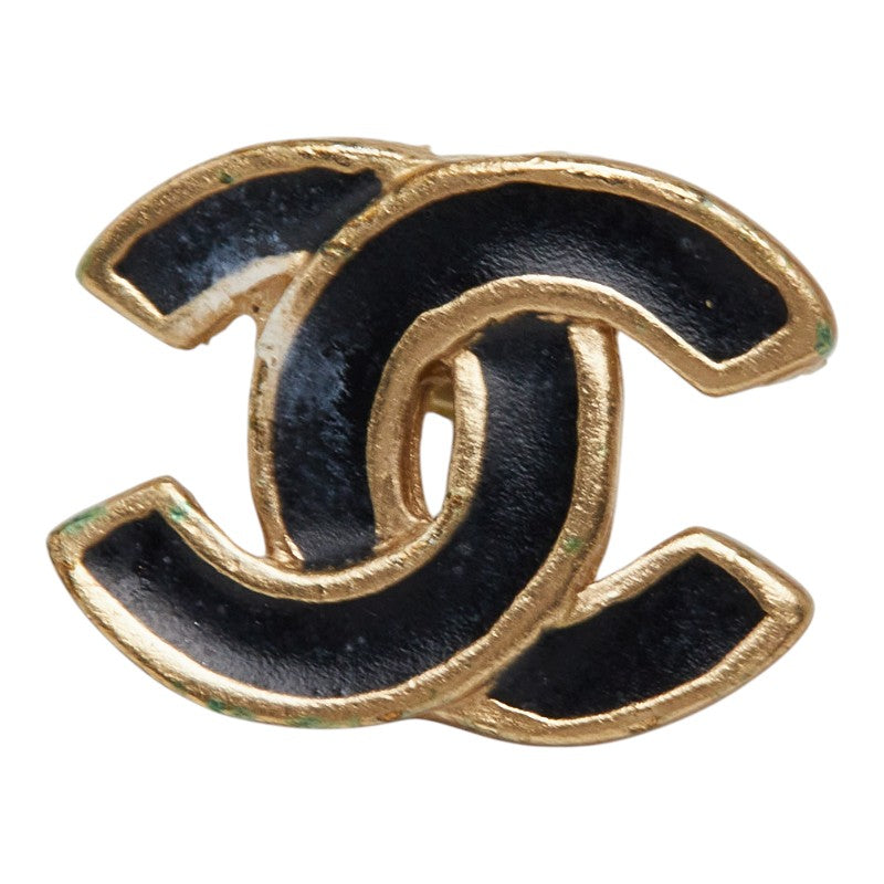 シャネル ココマーク スタッドピアス 02A ゴールド ブラック メッキ レディース CHANEL 【中古】