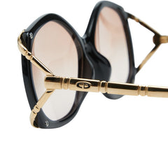 ディオール CDロゴ サングラス 265A ブラック ゴールド プラスチック ゴールド レディース Dior 【中古】