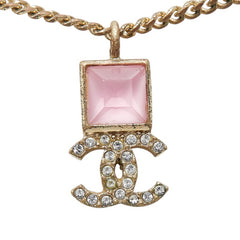 シャネル ココマーク チェーン ペンダント ネックレス ゴールド ピンク メッキ ラインストーン レディース CHANEL 【中古】