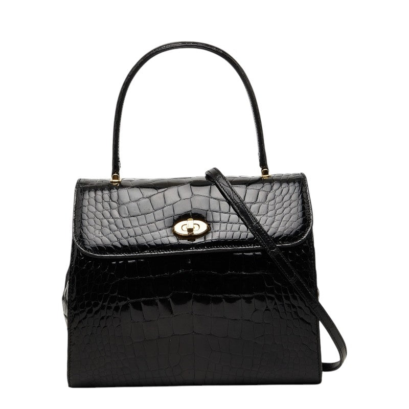 バリー ハンドバッグ ショルダーバッグ 2WAY ブラック クロコダイル レディース BALLY 【中古】