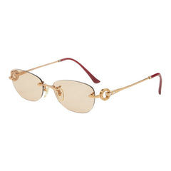 ブルガリ リムレス サングラス 2196BD 2014 ピンク ゴールド レッド チタン ラインストーン レディース BVLGARI 【中古】