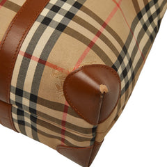 バーバリー ノバチェック シャドーホース トートバッグ ショルダーバッグ ベージュ ブラック キャンバス レザー PVC レディース BURBERRY 【中古】