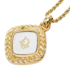 ディオール スクエア ロゴ チェーン ペンダント ネックレス ゴールド メッキ レディース Dior 【中古】