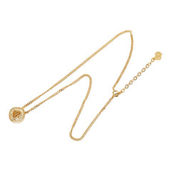 ディオール CDロゴ スクエア チェーン ペンダント ネックレス ゴールド メッキ ラインストーン レディース Dior 【中古】