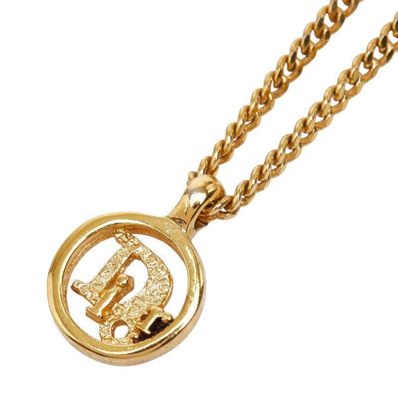 ディオール ラウンドロゴ チェーン ペンダント ネックレス ゴールド メッキ レディース Dior 【中古】