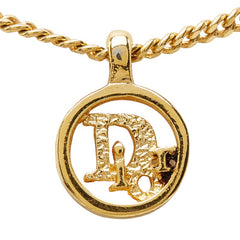 ディオール ラウンドロゴ チェーン ペンダント ネックレス ゴールド メッキ レディース Dior 【中古】