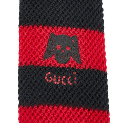 グッチ ボーダー ニット ネクタイ レッド ブラック ウール レディース GUCCI 【中古】