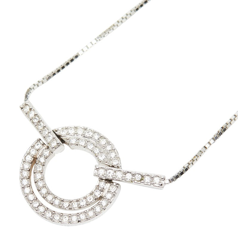 スワロフスキー サークル ペンダント ネックレス シルバー ラインストーン メタル レディース SWAROVSKI 【中古】