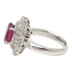 Pt850 プラチナ ルビー ダイヤモンド ルビー2.08ct ダイヤ1.00ct フラワーモチーフ リング 指輪 レディース 8.5号 【中古】