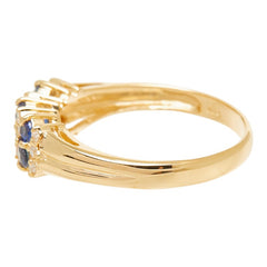 サファイア ダイヤモンド K18YG イエローゴールド サファイア0.41ct ダイヤ0.09ct リング 指輪 レディース 12.5号 【中古】