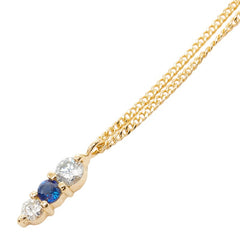 ダイヤモンド サファイア K18YG イエローゴールド ダイヤ0.15ct サファイア ペンダント ネックレス レディース 【中古】