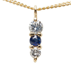 ダイヤモンド サファイア K18YG イエローゴールド ダイヤ0.15ct サファイア ペンダント ネックレス レディース 【中古】