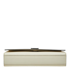 サンローラン カサンドラ ケイト YSLロゴ チェーン ショルダーバッグ 364021 ホワイト ブラック レザー レディース SAINT LAURENT 中古