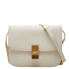 セリーヌ クラシック ボックス ミディアム 斜め掛け ショルダーバッグ ホワイト レザー レディース CELINE 中古